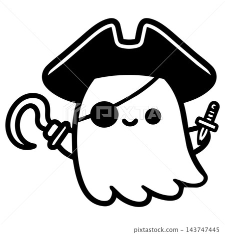 Cute halloween ghost pirate characters with happy smile 143747445