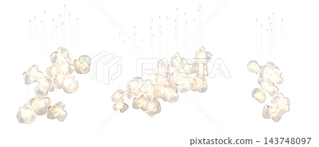 chandelier on the ceiling isolated on transparent background, hanging lamp, pendant light, 3D illustration, cg render 143748097