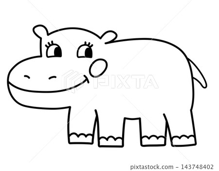 Cute Hippo Coloring Page 143748402