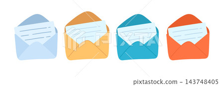 Open Envelopes with Letters Vector Set 143748405