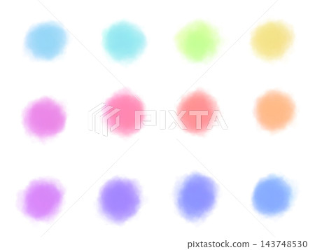 A set of round icons with colorful watercolor textures. A set of round icons with colorful watercolor textures. 143748530