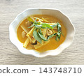 Spicy Thai red curry cooked with coconut milk and soft heart of palm, traditional homemade dish. 143748710