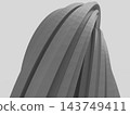 一幅單色抽象3D插圖，描繪了流暢的曲線和層疊的拱形。 143749411