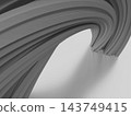 一幅單色抽象3D插圖，描繪了流暢的曲線和層疊的拱形。 143749415