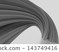 一幅單色抽象3D插圖，描繪了流暢的曲線和層疊的拱形。 143749416