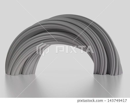 A monochrome abstract 3D illustration depicting flowing curves and layered arches. A monochrome abstract 3D illustration depicting flowing curves and layered arches. 143749417