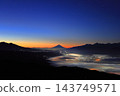 從諏訪湖對岸望去，富士山被雲海籠罩。 143749571