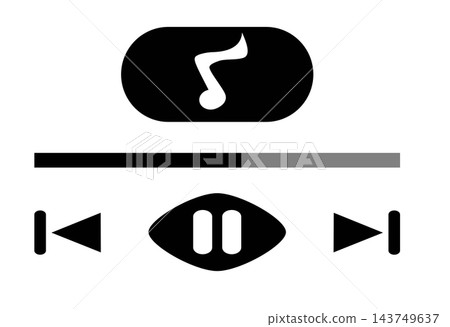 Minimal black audio music player bar media interface element sticker print visual graphic clipart artwork design icon illustration Minimal black audio music player bar media interface element sticker print visual graphic clipart artwork design icon illustration 143749637