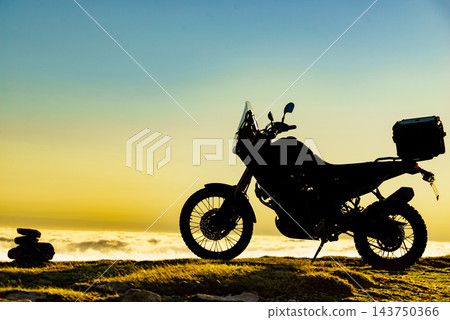 Motorcycle on mountain top Motorcycle on mountain top 143750366