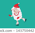 A cute, cartoon white sheep, ice skating 143750442