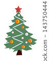 Stylized green Christmas tree with gray and orange balls 143750444