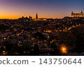Illuminated Toledo Skyline at Dusk with Starburst Light 143750644