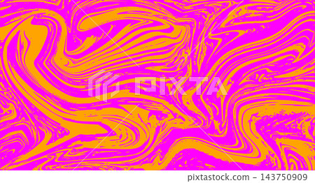 Psychedelic Pink and Orange Liquid Marble Swirl Pattern. Trippy Fluid Wave Abstract Background 143750909