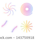 A set of four colorful halftone abstract decorative designs. 143750918