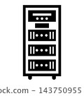 Icon of a server or rack in a data center; cloud computing data storage infrastructure. 143750955