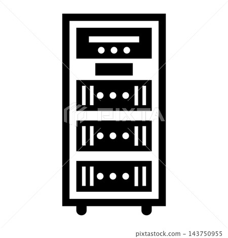 Icon of a server or rack in a data center; cloud computing data storage infrastructure. 143750955