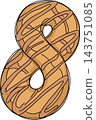 Sweet Number Eight Donut with Chocolate Drizzle  143751085