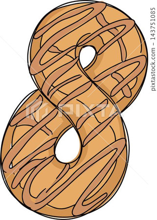 Sweet Number Eight Donut with Chocolate Drizzle  143751085