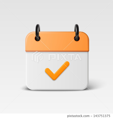 Calendar Check Icon, Vector Illustration. 3d Orange Calendar Check Icon with Orange Tick. Calendar Check Icon Isolated for Schedule, Appointment, Reminder, Event, Booking, Deadline, Planning Calendar Check Icon, Vector Illustration. 3d Orange Calendar Check Icon with Orange Tick. Calendar Check Icon Isolated for Schedule, Appointment, Reminder, Event, Booking, Deadline, Planning 143751375