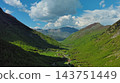 Rocky snow mountains and green valley aerial 143751449