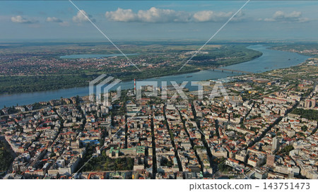 Belgrade with Sava and Danube rivers aerial view Belgrade with Sava and Danube rivers aerial view 143751473