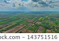 Aerial view of green agricultural fields and farmland 143751516