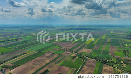 Aerial view of green agricultural fields and farmland Aerial view of green agricultural fields and farmland 143751516