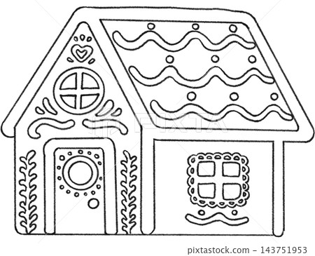 Christmas Gingerbread House Line Art 143751953