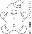 Christmas Gingerbread Santa Line Art 143751954