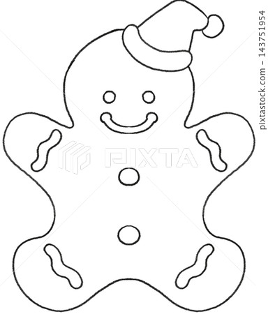 Christmas Gingerbread Santa Line Art Christmas Gingerbread Santa Line Art 143751954