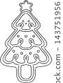 Gingerbread Christmas Tree Line Art 143751956