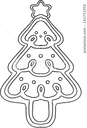 Gingerbread Christmas Tree Line Art Gingerbread Christmas Tree Line Art 143751956
