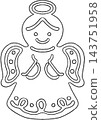 Christmas Gingerbread Angel Line Art 143751958