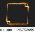 Golden glowing square frame with stars and sparkles, shiny art deco border with decorative edges. 143752060
