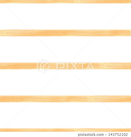 Seamless pattern with Orange Yellow and golden beige watercolor stripes. Hand painted brush strokes, striped isolated background. Nature autumnal coloured abstract design for textiles, wallpaper. 143752102