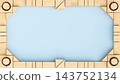 Horizontal Octagonal Frame Made of Natural Unpainted Wooden Toy Blocks with Copy Space 143752134