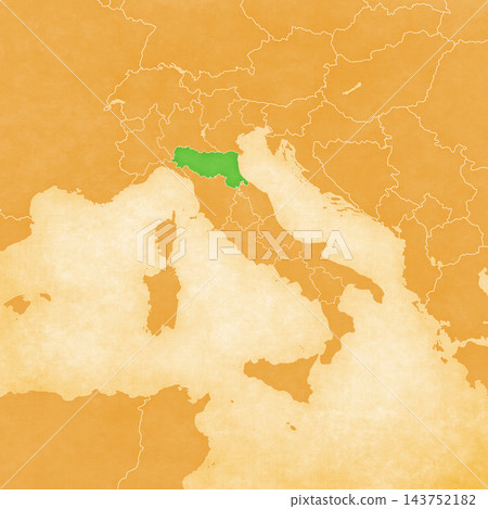 Ocher map of Italy - Emilia-Romagna Ocher map of Italy - Emilia-Romagna 143752182