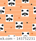 Seamless baby pattern with cute cartoon raccoon 143752231