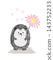 Cute cartoon hedgehog with flower 143752233
