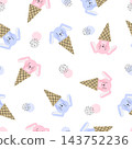Seamless bunny ice cream cone pattern 143752236