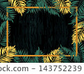 Tropical leaves frame. Exotic jungle rainforest border 143752239
