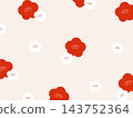 日式圖案背景插畫素材，點綴著零星的梅花 143752364