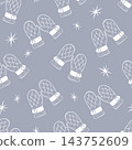 Seamless vector pattern with winter mittens in white line art 143752609