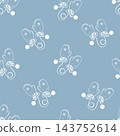 Seamless vector pattern with winter mittens in white line art 143752614