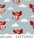 Seamless cute flying dragon pattern 143752642