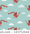 Seamless cute dragon pattern 143752644