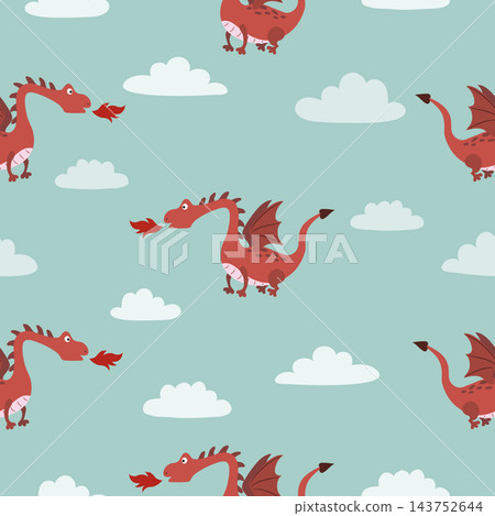 Seamless cute dragon pattern 143752644