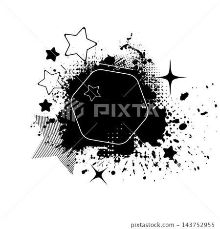 Abstract frame made of inkblots and stars. Create Grungy Effect . hand drawn. Not AI, Vector illustration Abstract frame made of inkblots and stars. Create Grungy Effect . hand drawn. Not AI, Vector illustration 143752955