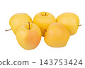Five yellow apples on a white background isolate. 143753424