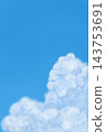 Summer sky illustration background material (vertical) with blue sky and cumulonimbus clouds 143753691